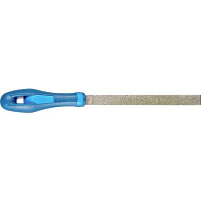 Un'lima per unghie blu a lamelle con impugnatura ergonomica e superficie ruvida, utilizzata per la cura delle unghie.