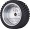Ruota per nastro abrasivo gommata con superficie interna argentata, logo centrale e scritta 'Levigatrice a nastro Belt Sander BSG 10/50'.