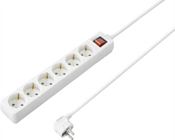 Sygonix SY-4891004 Multipresa con interruttore 6 scomparti Bianco Schuko 1 pz.