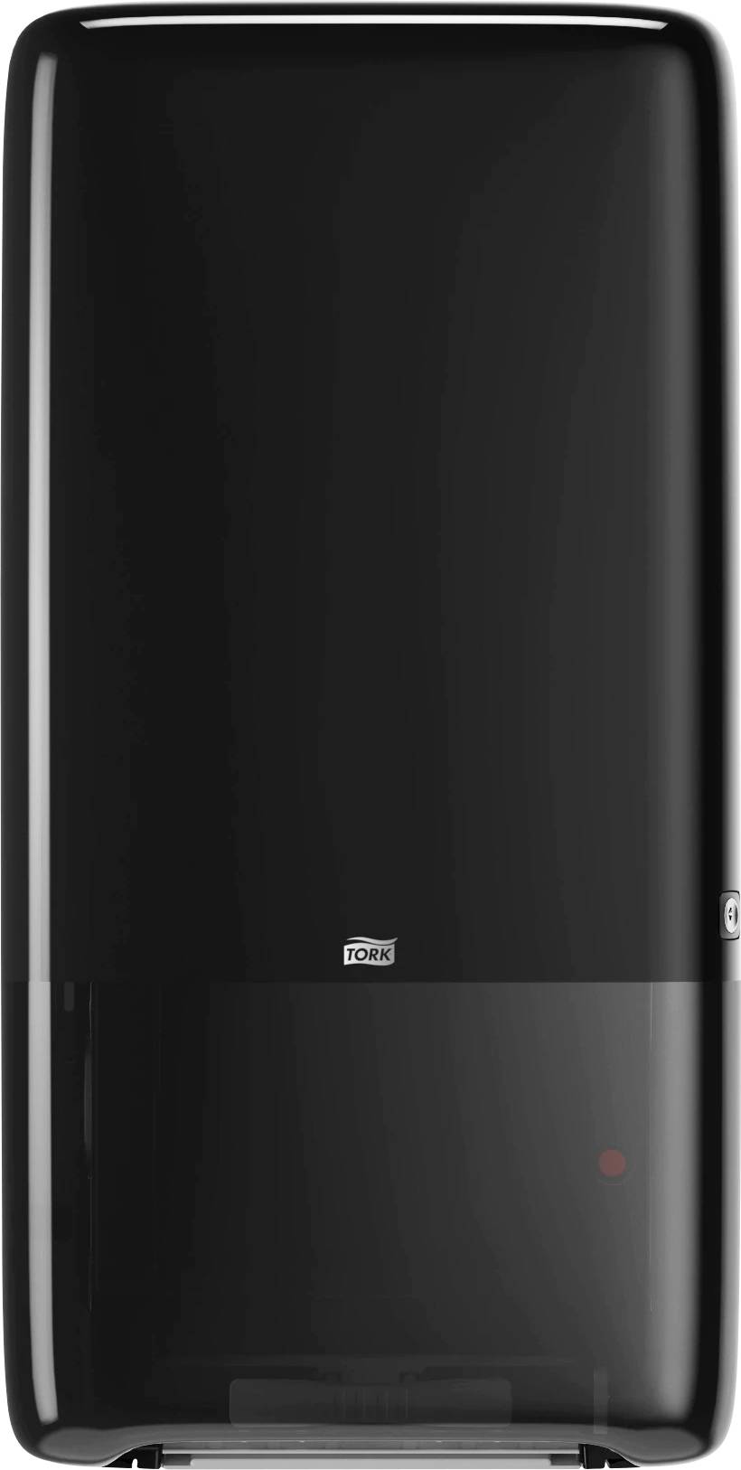 Frigorifero nero, moderno, dal design sottile con superficie liscia, adatto a un arredamento di cucina elegante.