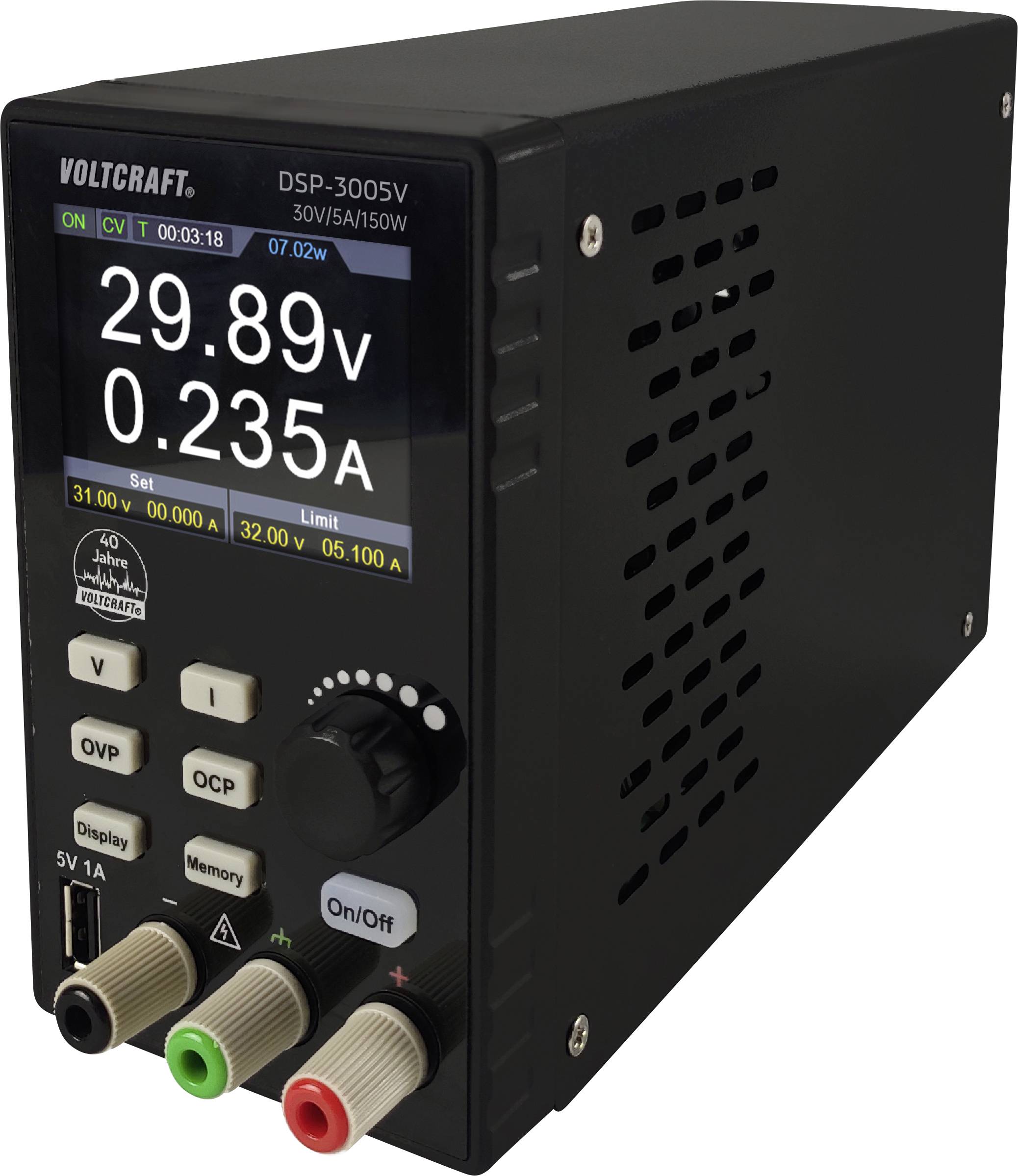 VOLTCRAFT DSP-3005V SE Alimentatore da laboratorio regolabile 0 - 30 V 0 - 5 A 150 W USB Controllo remoto Num. uscite 1 -1