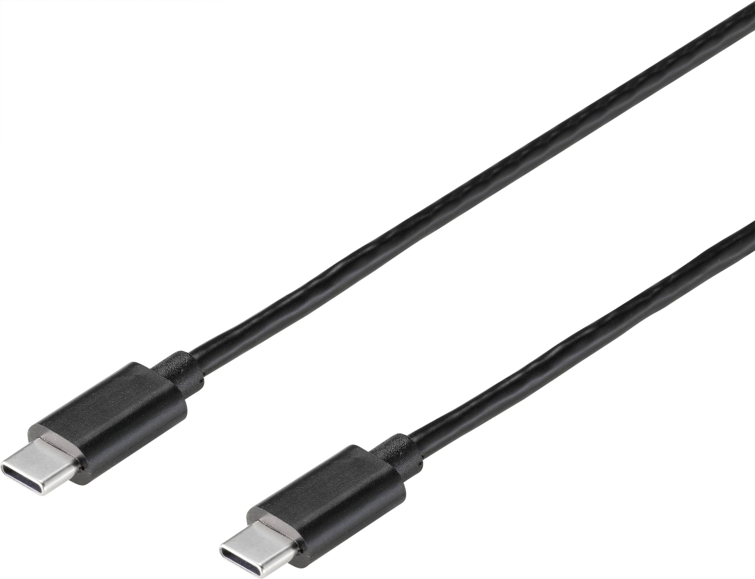 Due cavi USB-C con connettori e cavi neri.