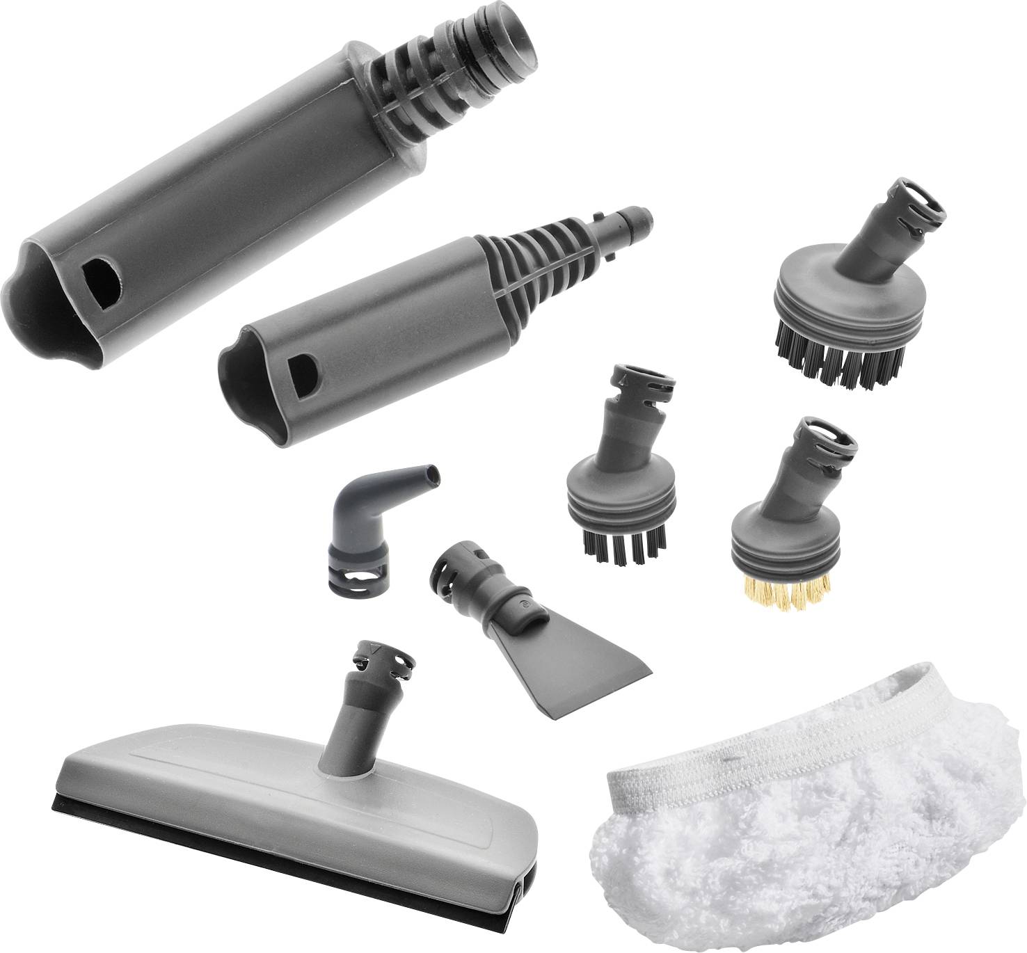 Accessori per dispositivo di pulizia: ugelli diversi, spazzole intercambiabili, ugello per pavimenti con panno. Adatto per superfici diverse.