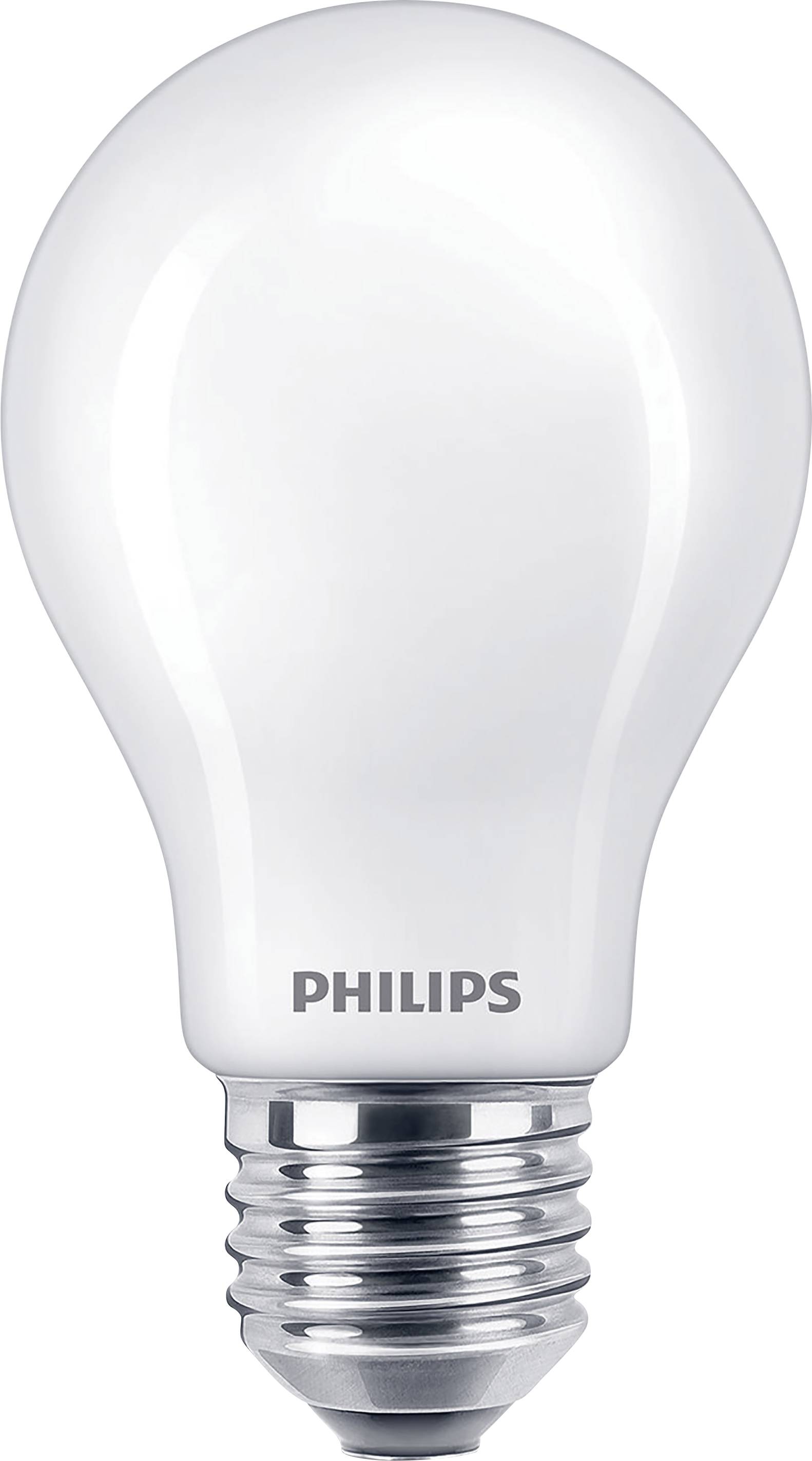 Lampadina LED Philips su sfondo bianco; design moderno ed efficiente dal punto di vista energetico.