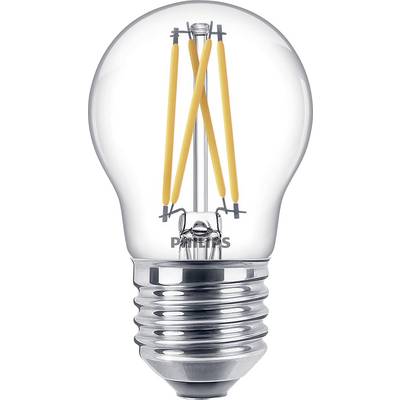 Lampadina con filamenti visibili e attacco argentato, adatta per attacco E27; moderna ed efficiente dal punto di vista energetico.