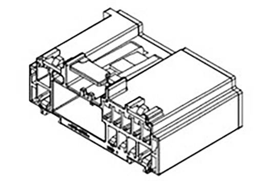 Un disegno tecnico di un connettore in vista isometrica, che mostra strutture dettagliate e punti di connessione.