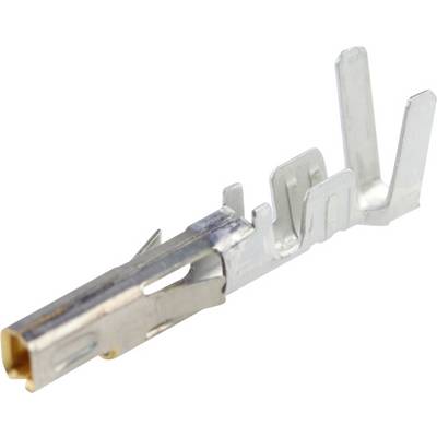 Spinotto metallico in argento, vista laterale. Lo spinotto ha più contatti curvi ed è adatto per connessioni elettriche.