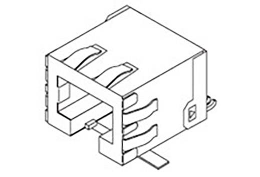 Schizzi di un connettore RJ-12. Vista frontale con slot visibile e morsetti laterali per il collegamento del cavo.