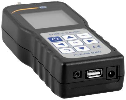 Misuratore digitale di forza con display e tasti di controllo, principalmente utilizzato per misurare forze di trazione e compressione in diverse applicazioni.