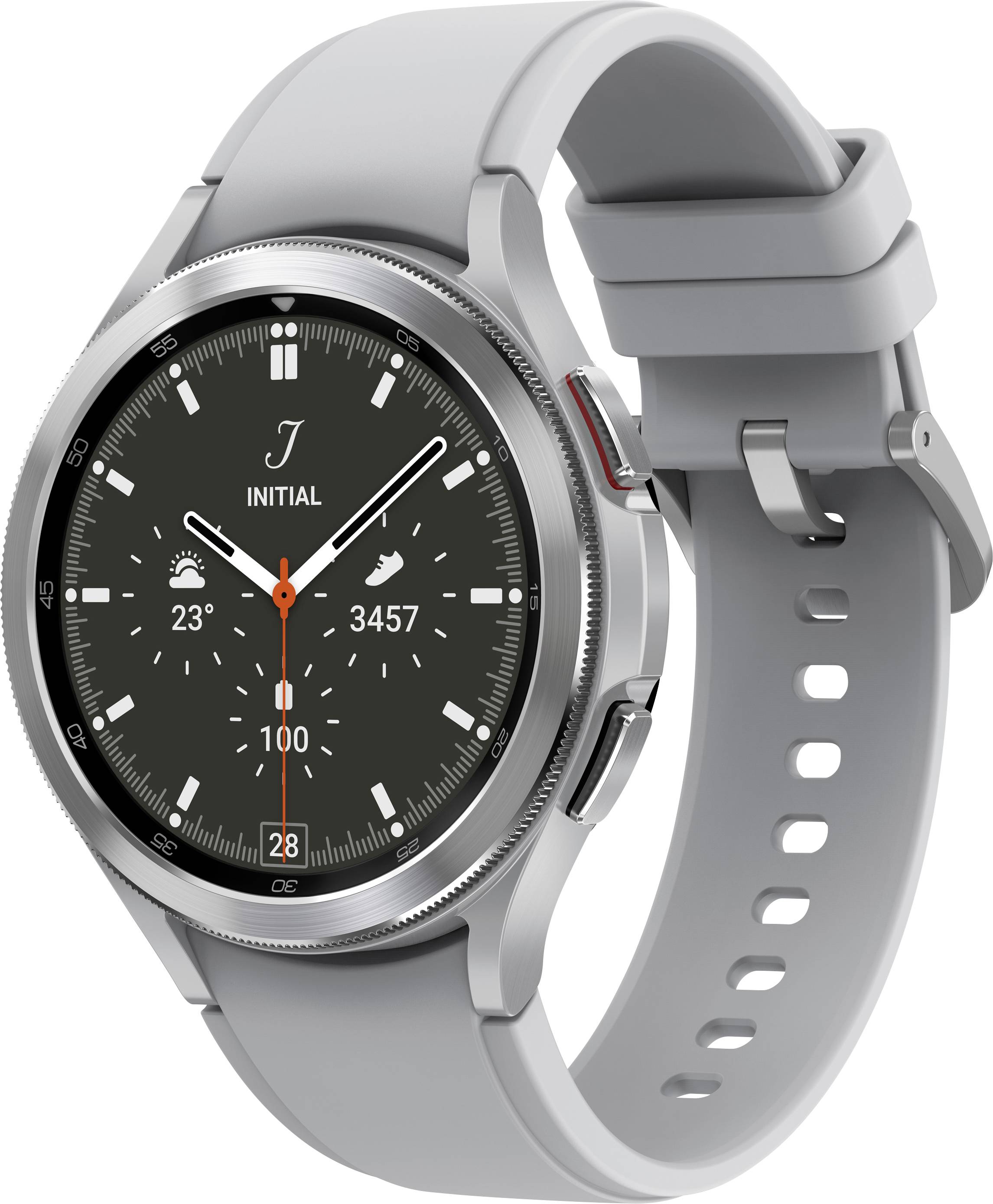 Samsung Galaxy Watch4 Classic - 46 mm - argento - smartwatch con Ridge Sport Band - fluoroelastomero - argento - display-0