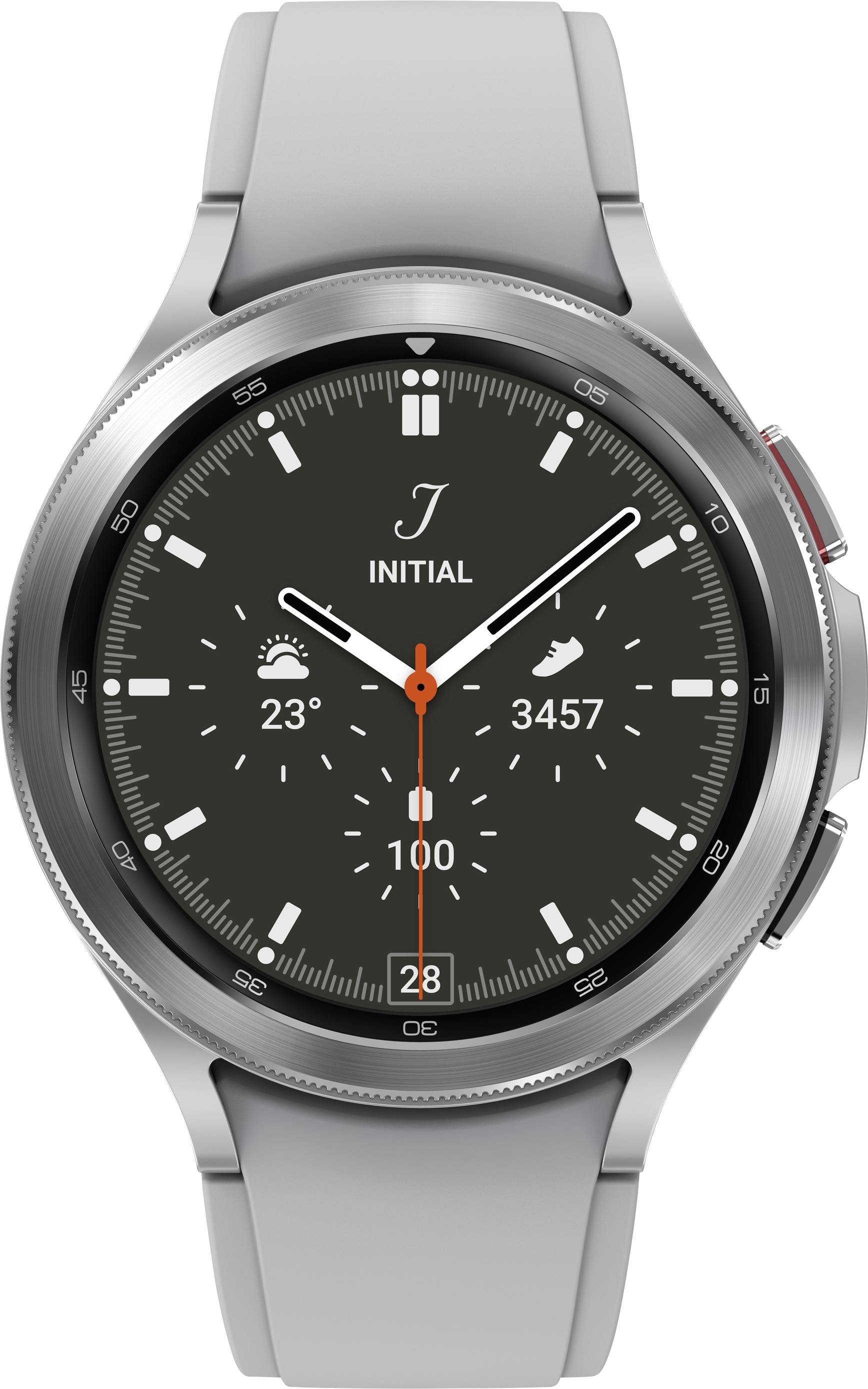 Samsung Galaxy Watch4 Classic - 46 mm - argento - smartwatch con Ridge Sport Band - fluoroelastomero - argento - display-1