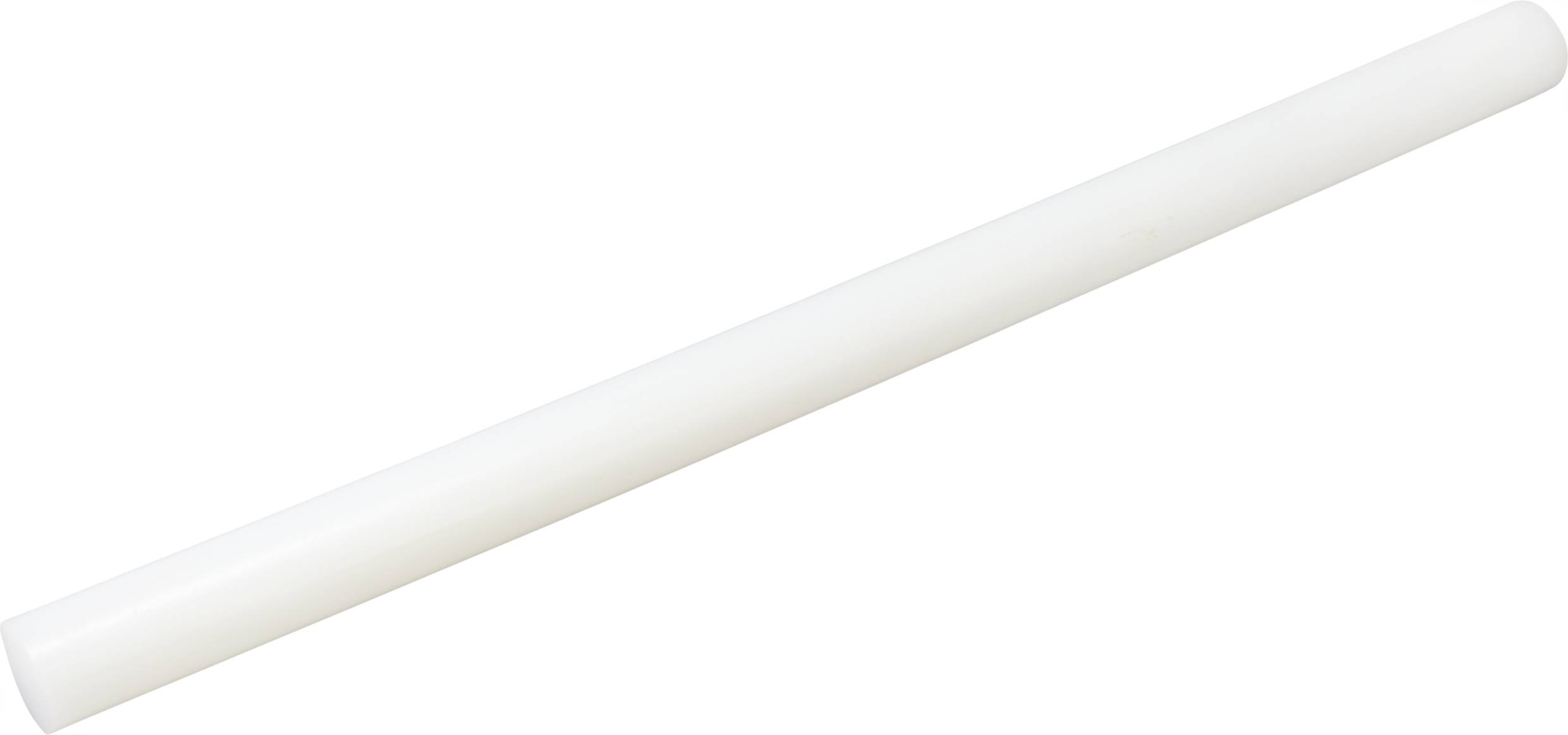 Un bastone cilindrico bianco su sfondo bianco.