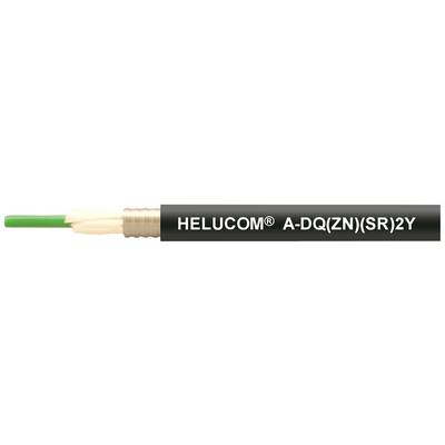 Cavo rivestito in nero con scritta 'HELUCOM® A-DQ(ZN)(SR)2Y', conduttore interno verde visibile.
