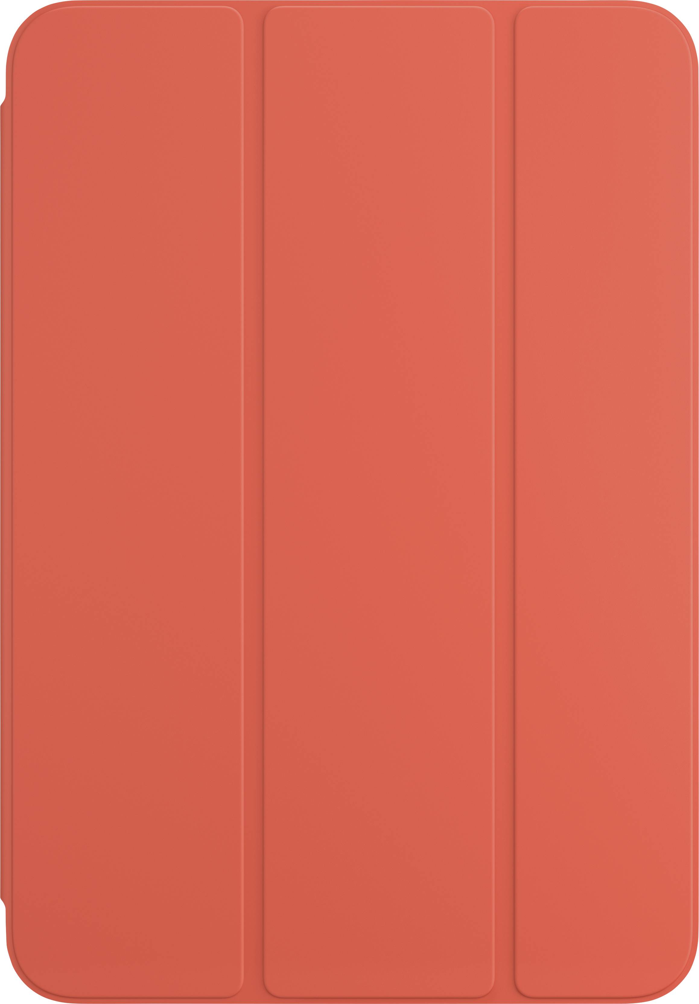 'Cover iPad rosso con linee di piegatura per funzione stand.'