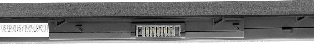 Un vano batteria con un collegamento elettrico al centro. L'involucro è scuro e formato a rettangolo.