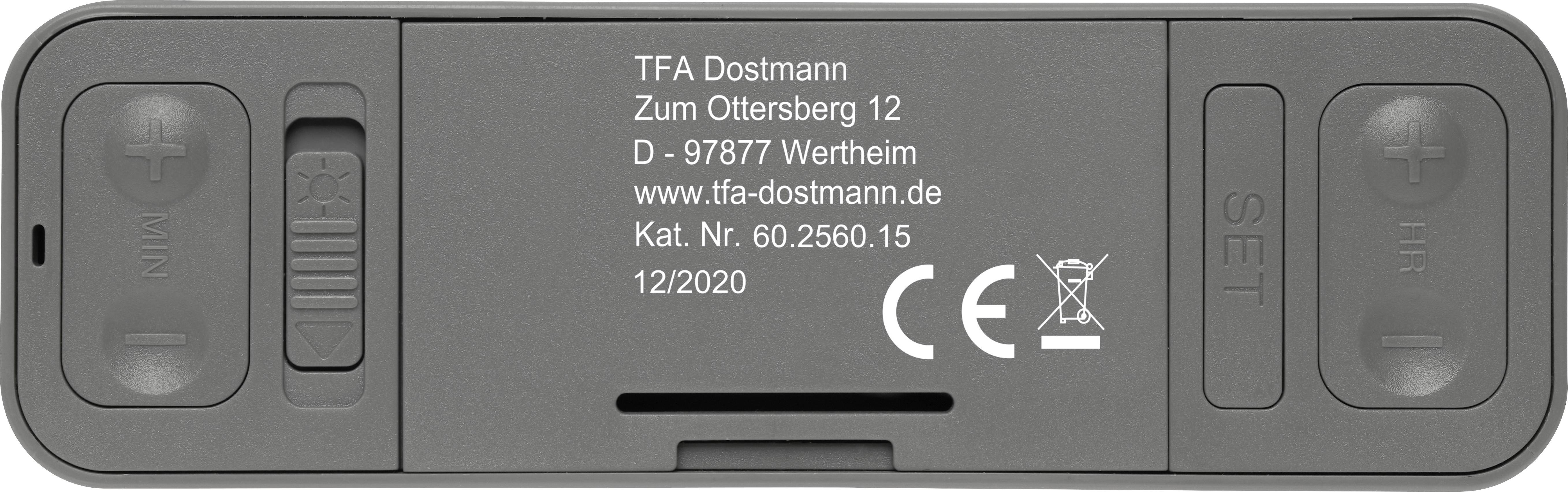 TFA Dostmann 60.2560.15 Radiocontrollato Sveglia Grigio Tempi di allarme 1-2