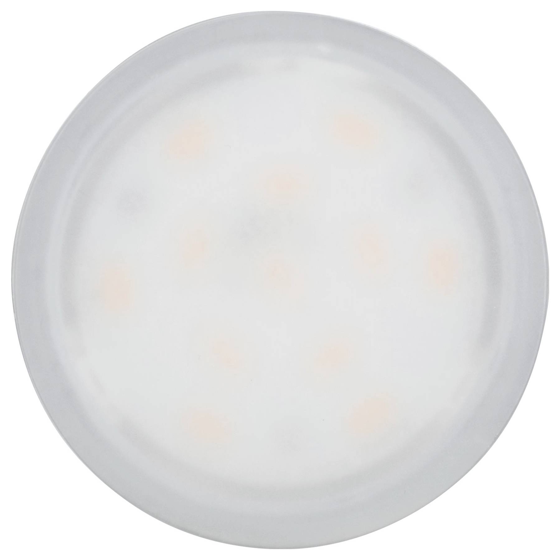 Lampada LED rotonda con un diffusore bianco e lattiginoso che distribuisce la luce in modo uniforme.