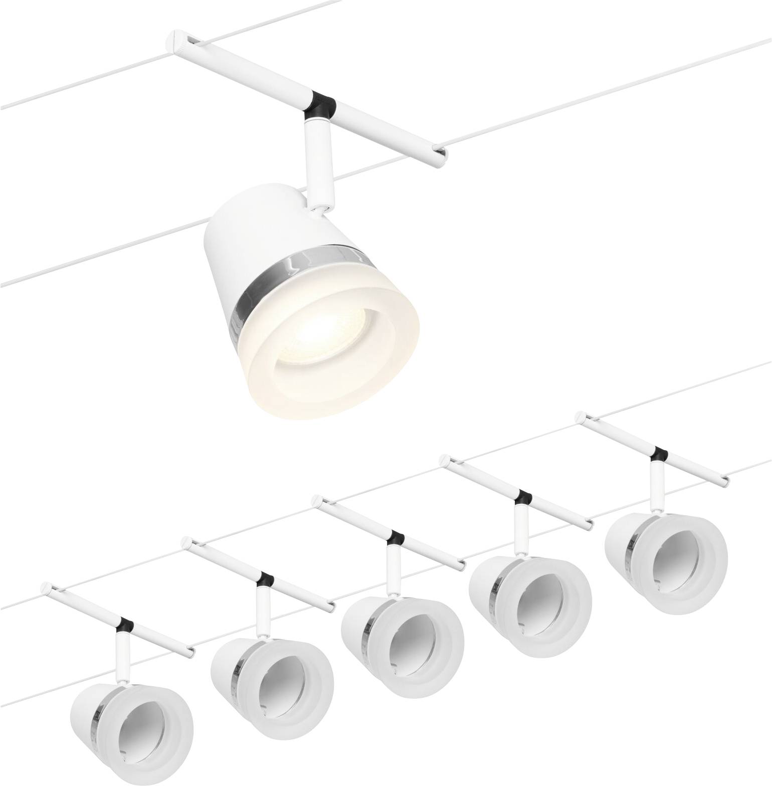 Paulmann WireDC Set Cone Sistema di illuminazione base su cavo GU5.3 Bianco opaco, Cromo