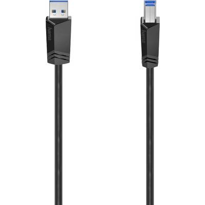 Un cavo USB 3.0 nero con due connettori, ciascuno in un design sottile e rettangolare. Adatto per il trasferimento dati ad alta velocità.