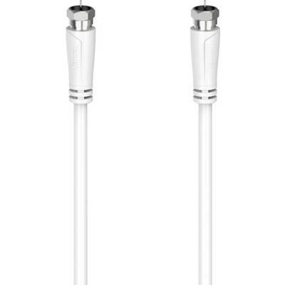 Cavo coassiale bianco con due connettori. Utilizzato per la trasmissione di segnali audio e video, comunemente impiegato nelle connessioni televisive.