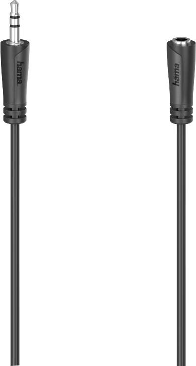 Un cavo di prolunga audio nero con un jack da 3,5 mm su un lato e una presa da 3,5 mm sull'altro lato.