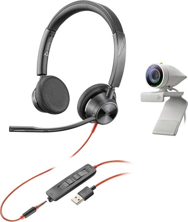 HP Poly 2200-87130-025 Telefono Cuffie On Ear via cavo Stereo Nero regolazione del volume, Muto