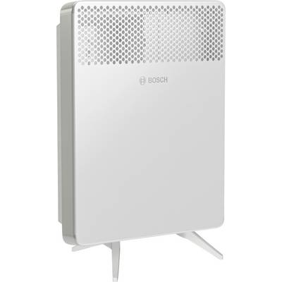 Riscaldatore Bosch bianco dal design moderno, poggiante su due piedini. La parte superiore è forata per favorire la circolazione dell'aria.