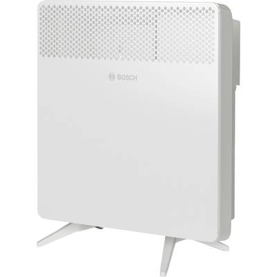 Un radiatore bianco Bosch dal design minimale con piedini di supporto. Adatto per interni e per il riscaldamento degli ambienti.