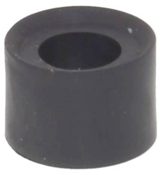 Un pezzo di gomma nero, cilindrico, con un foro passante al centro.