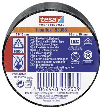 tesa tesaflex IEC 53988-00142-00 Nastro isolante  Nero (L x L) 10 m x 19 mm 1 pz.