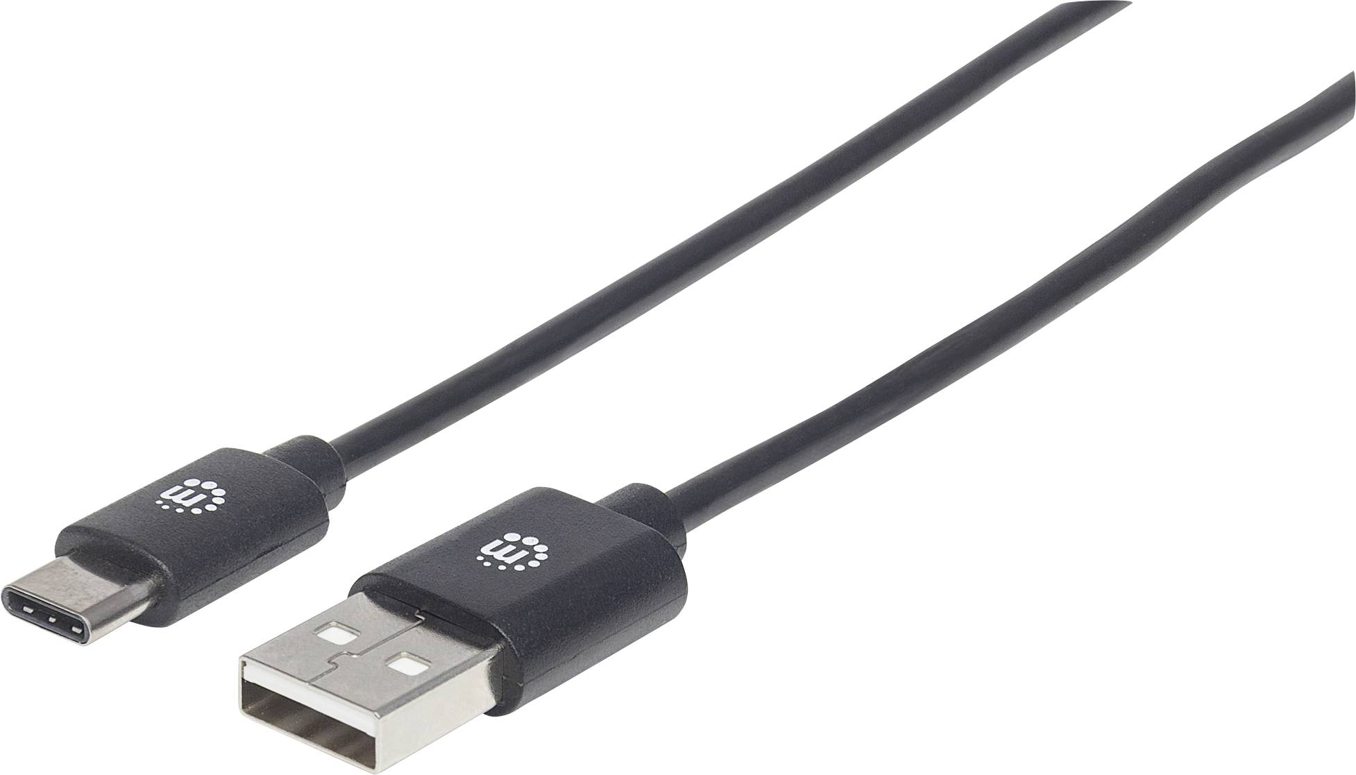 Un cavo USB con connettore USB-A e USB-C, utilizzato per collegare dispositivi come smartphone e computer.