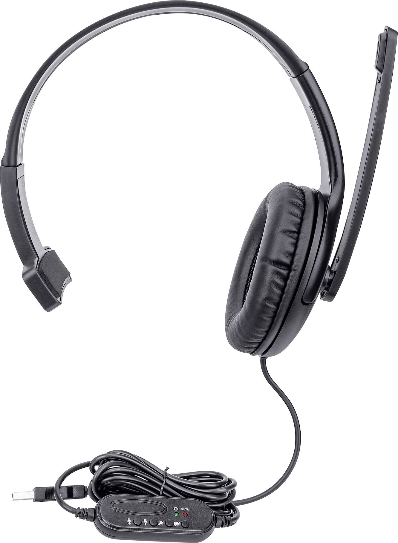 Manhattan Mono USB-Headset Over-Ear kabelgebunden USB-A-Stecker Lautstärkeregelung schwarz Cuffie Over Ear via cavo Mono-3