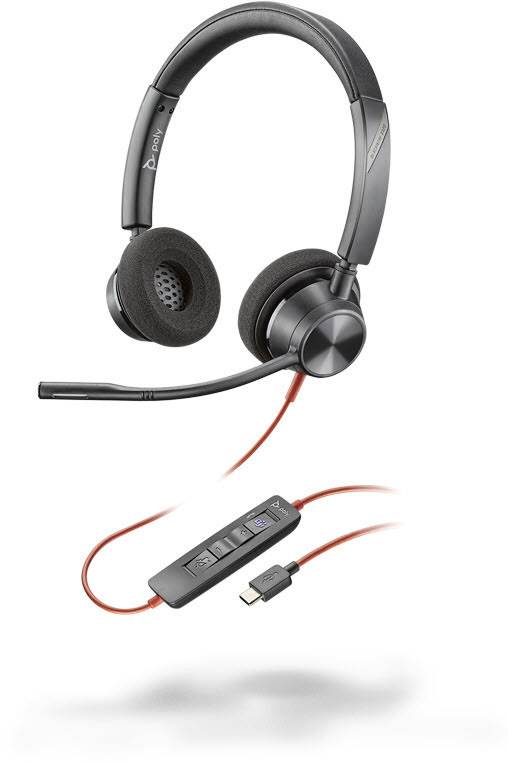 Plantronics Blackwire 3320-M Cuffie On Ear via cavo Stereo Nero Eliminazione del rumore regolazione del volume, Muto Tel-0