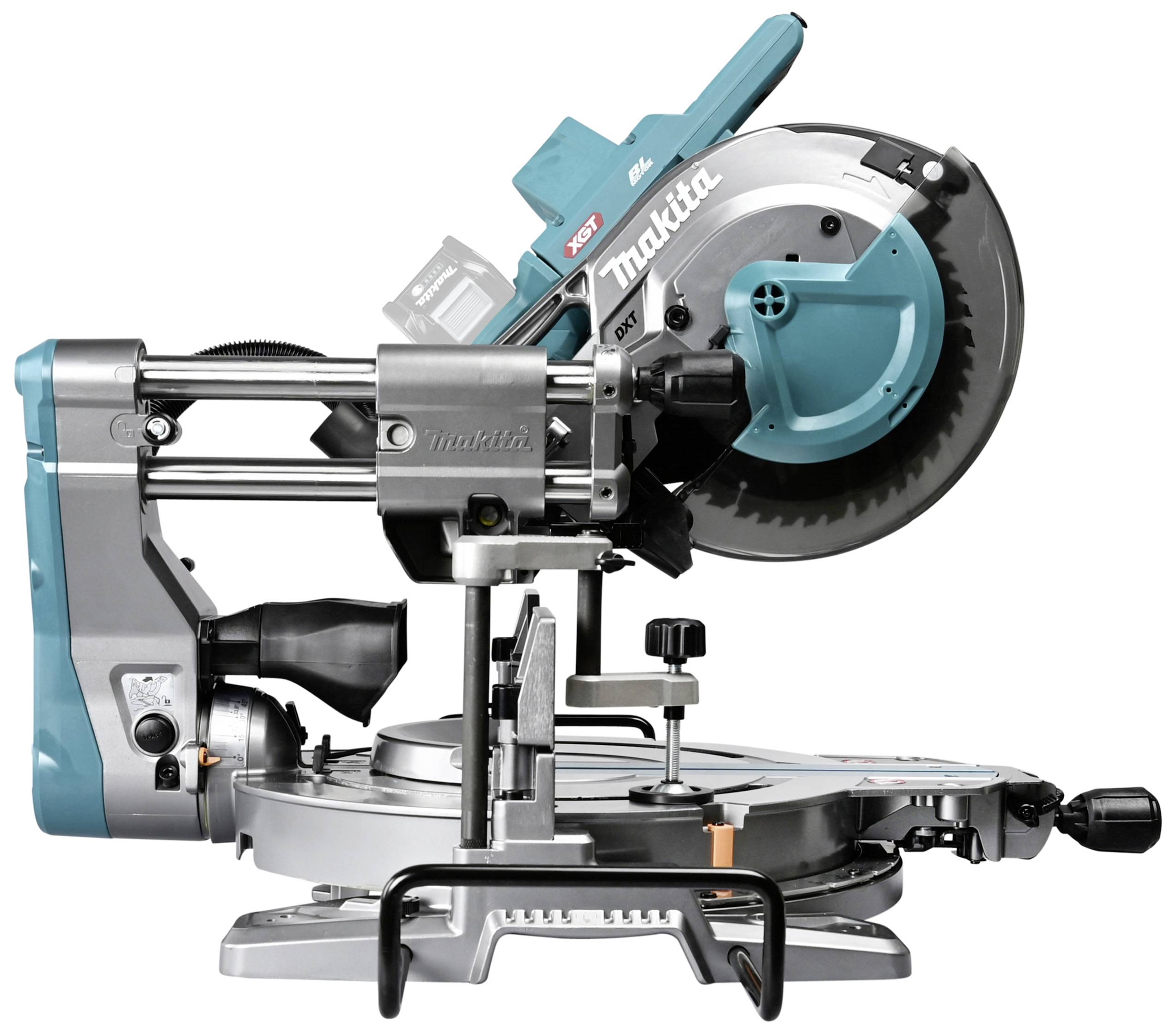 Sega a tazza Makita con involucro blu su sfondo bianco, vista laterale.