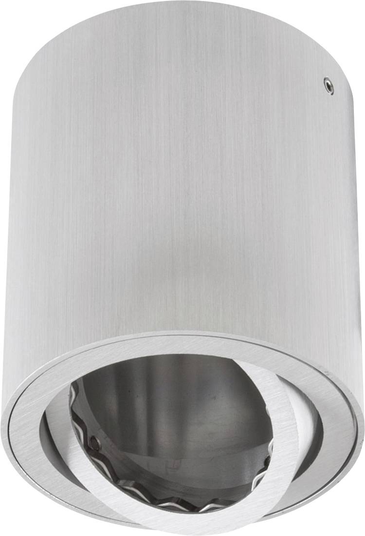 Apparecchio di illuminazione da incasso a soffitto cilindrico in argento con finitura in metallo spazzolato e apertura rotonda