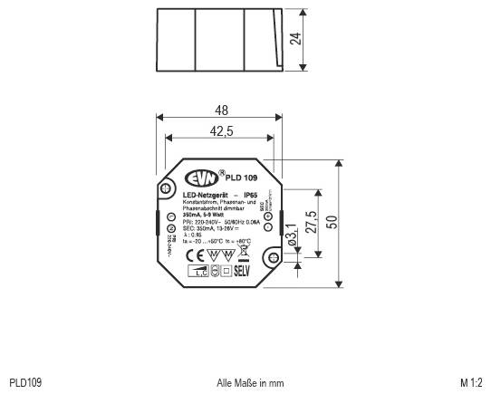 EVN PLD109 Driver per LED Corrente costante 9 W 350 mA 0 V dimmerabile 1 pz.-2