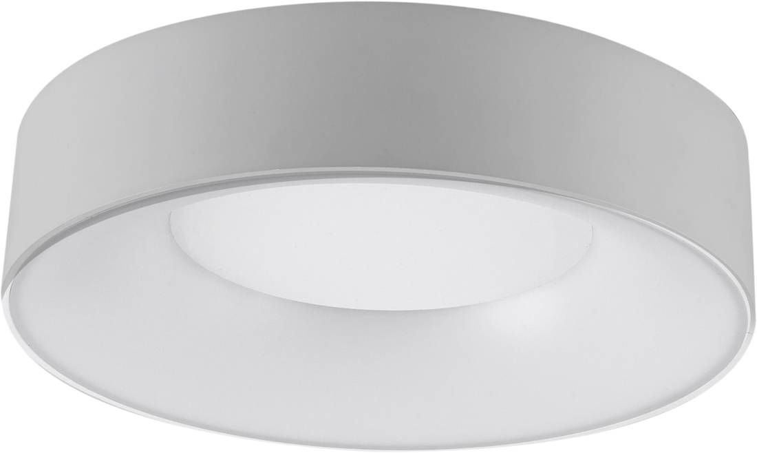 Lampada da soffitto a incasso rotonda bianca con bordo esterno grigio-argento e centro incassato