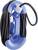 Supporto blu per tubo con tubo nero arrotolato, adatto per un ordinato stoccaggio dei tubi da giardino.