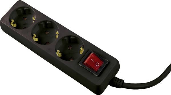 AS Schwabe 11392 Multipresa con interruttore  Nero Schuko 1 pz.
