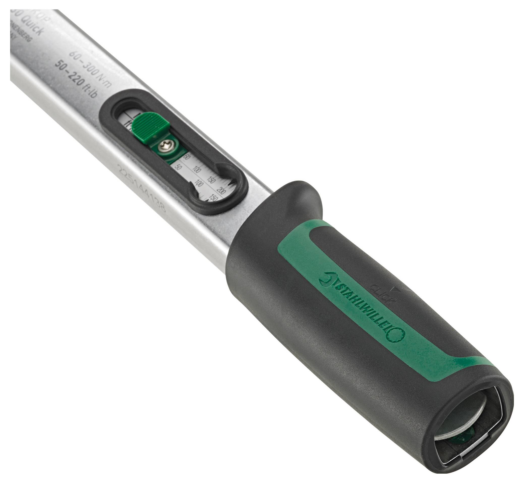 Un'immagine ravvicinata di un manico di una chiave dinamometrica, con display digitale e quadrante di regolazione, con il marchio 'Omniwrench' sul manico.