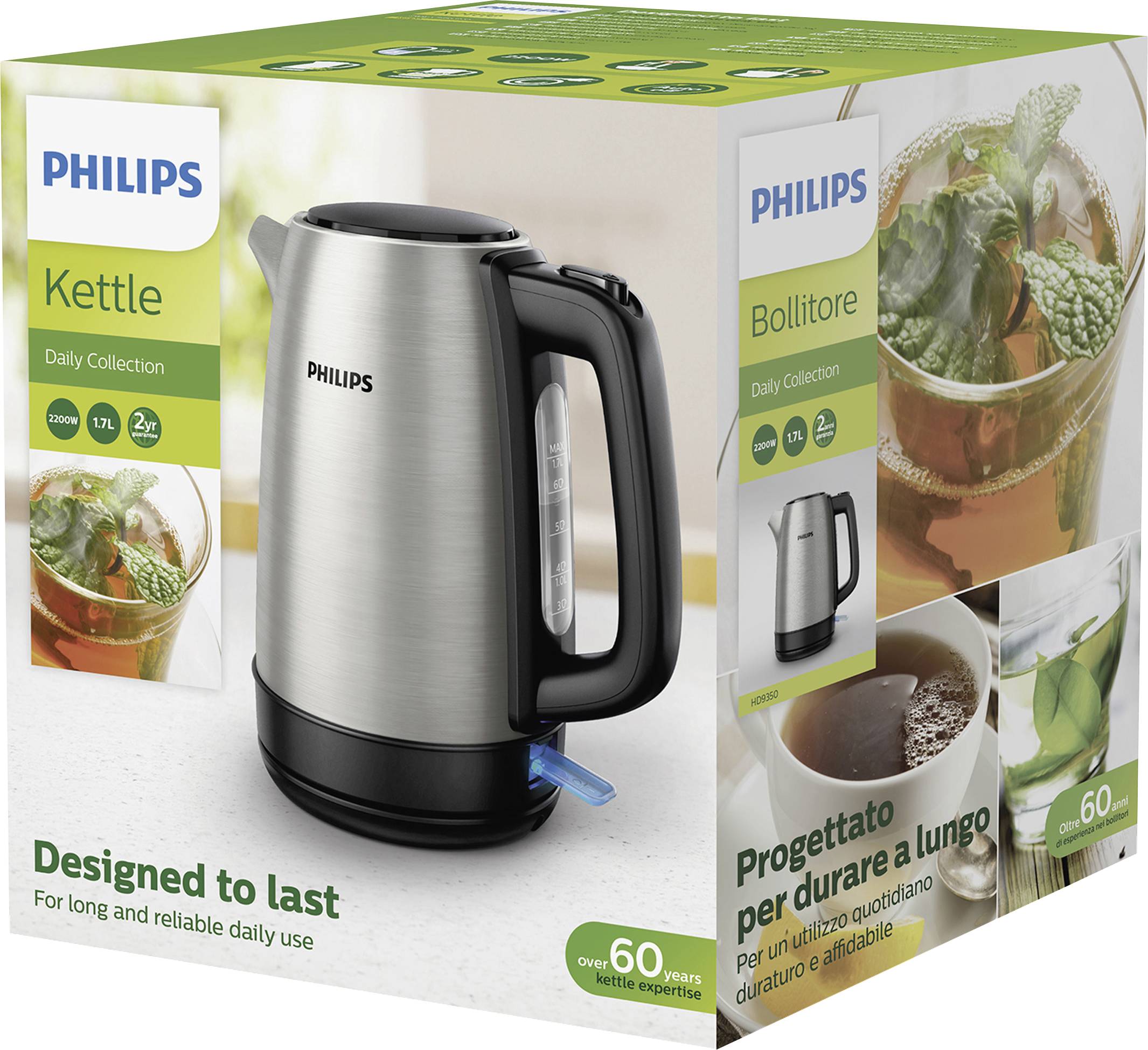 Philips Home HD9350/90 Daily Bollitore acciaio inox, Nero Capacità effettiva: 1.7 l-3