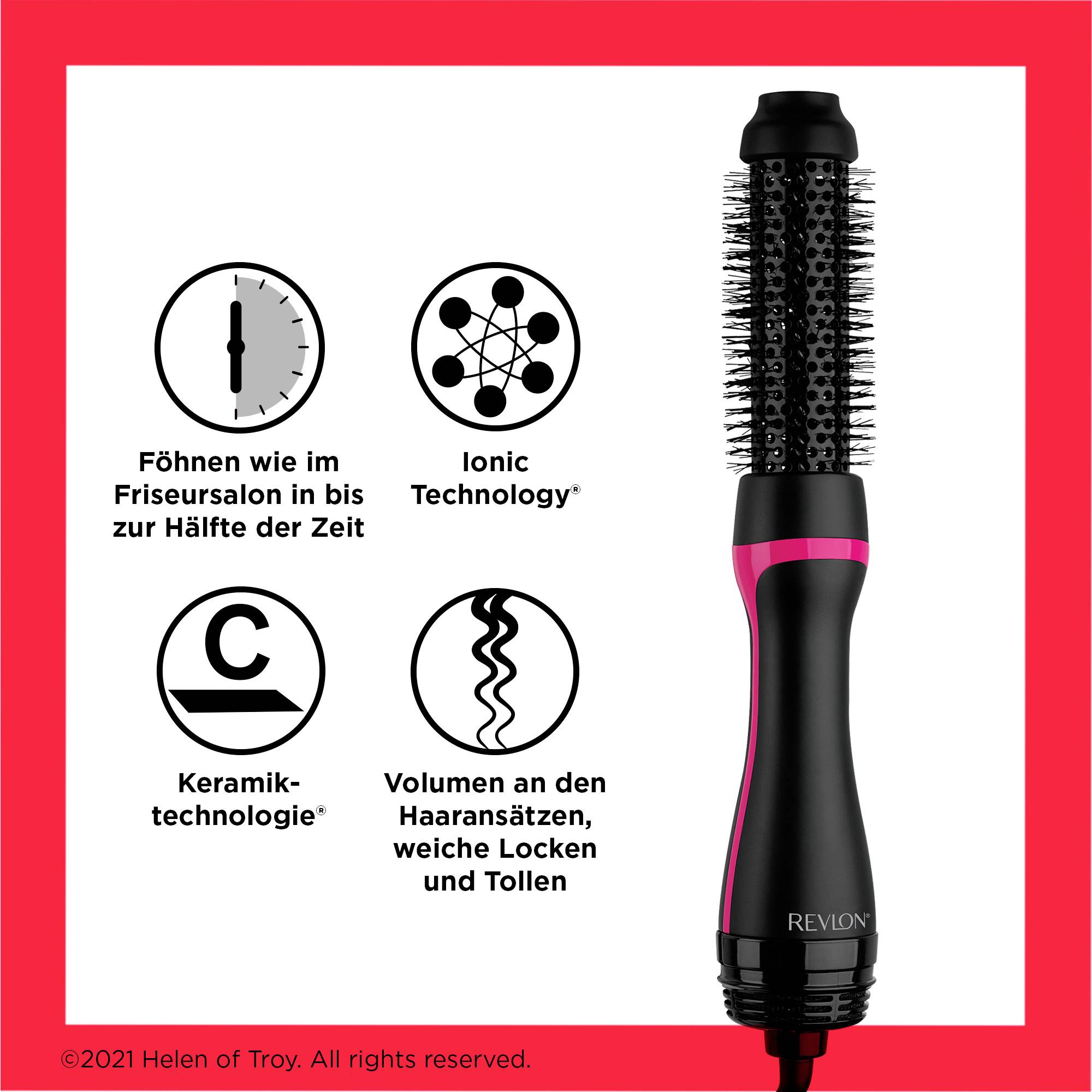 Spazzola rotante elettrica con elemento riscaldante. Vantaggi: asciugatura più rapida, tecnologia ionica, rivestimento in ceramica, volume e ricci.