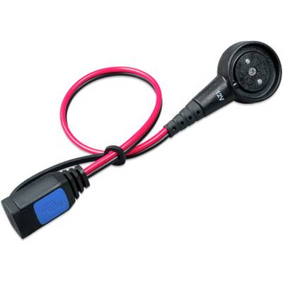 Un cavo batteria nero e rosso con un adattatore da 12V, utilizzato per collegare dispositivi a una fonte di alimentazione.