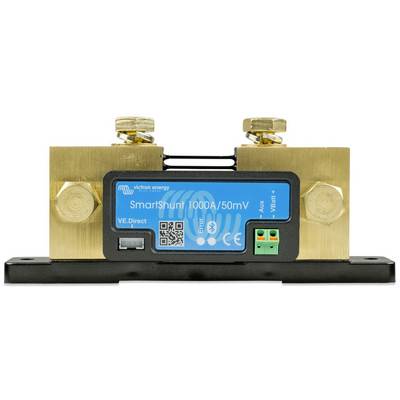 Uno shunt intelligente 1000A/50mV di Victron Energy con connettività Bluetooth e interfaccia VE.Direct, idoneo per il monitoraggio della corrente.