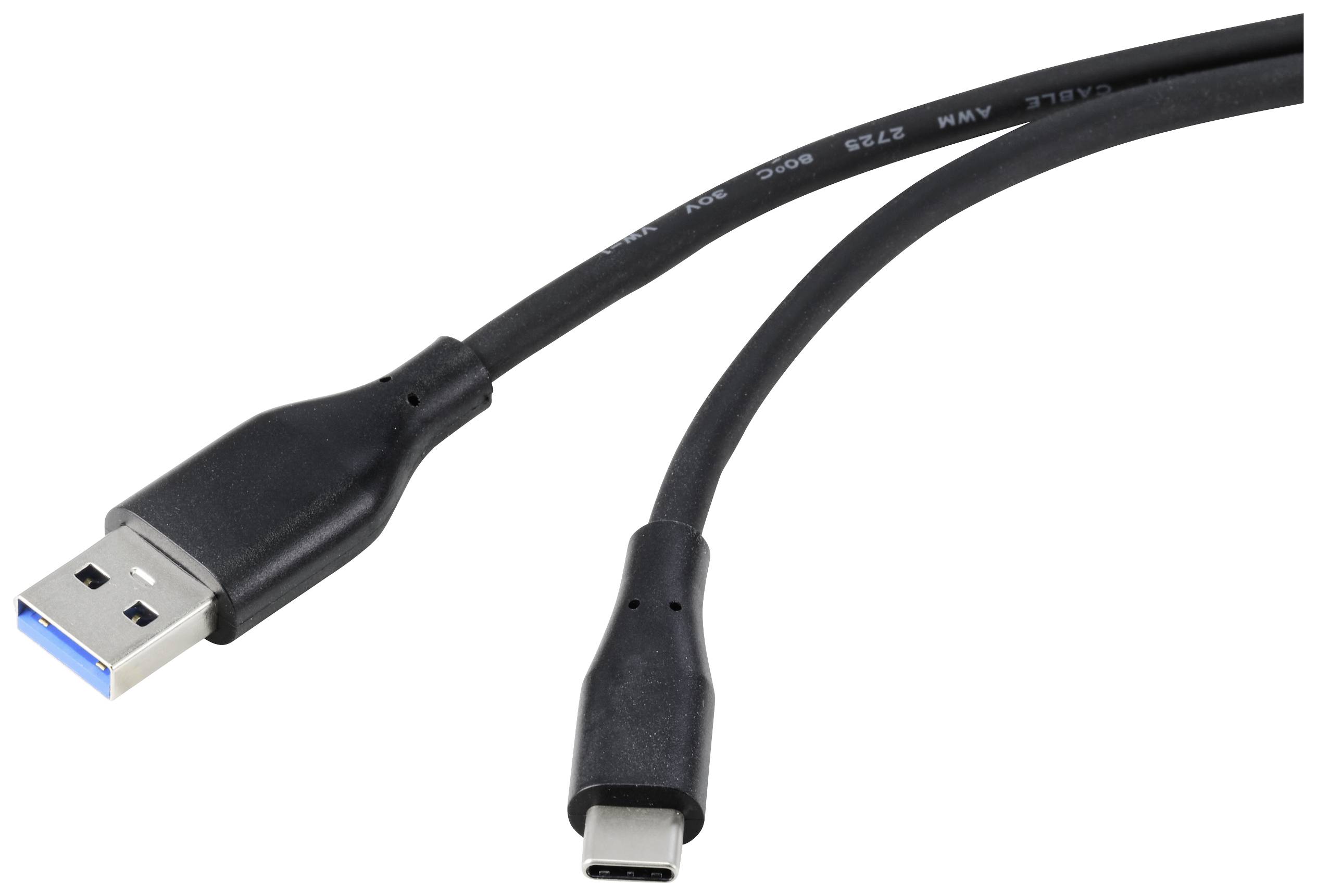 Cavo USB nero con connettori USB-A e USB-C su entrambe le estremità.