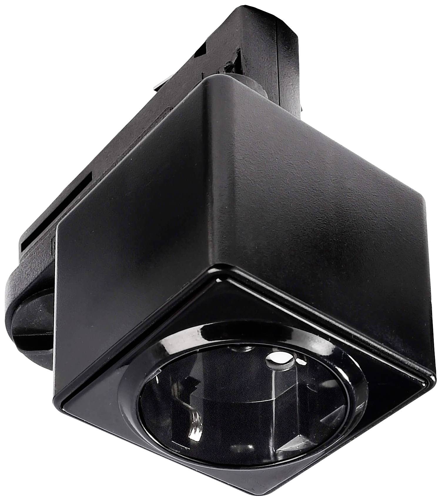 Un proiettore nero, quadrato, con vetro circolare rivolto in avanti. Ideale per illuminazione mirata in ambienti interni.