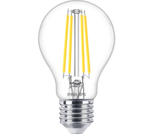 Un lampadina con filamenti sottili e delicati è rappresentata su uno sfondo nero, enfatizzando una tecnologia di illuminazione efficiente.