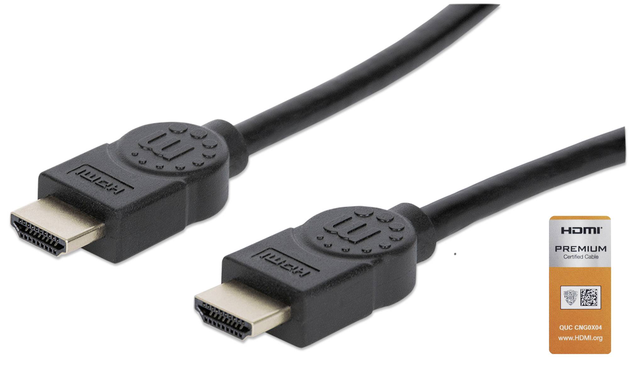 Manhattan HDMI Cavo Spina HDMI-A, Spina HDMI-A 3.00 m Nero 355353 Canale di ritorno, contatti connettore dorati Cavo HDM-5