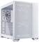 Case bianco per computer con finestra laterale in vetro che mostra ventole interne e slot di espansione. Ideale per progetti di assemblaggio PC.