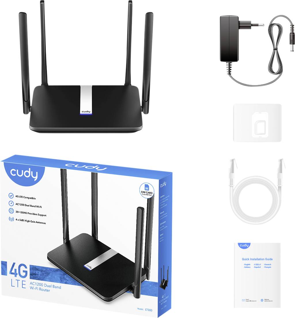 CUDY LT500 AC1200 Wi-Fi Mesh 4G Router LTE Cat4-3